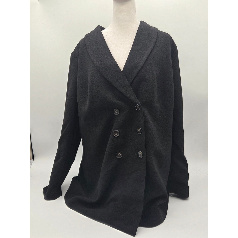 Jessica London Women's 14W Black Double Breasted Blazer Jacket 101-363